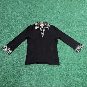 Vintage Notations longsleeve collared chests print blouse